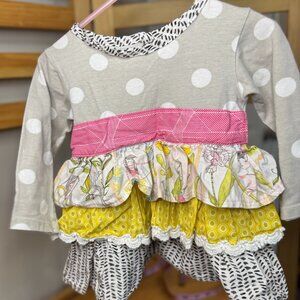PurrFect Girls Ruffle Peplum Tunic Dress – Size 2T – Polka Dot & Floral